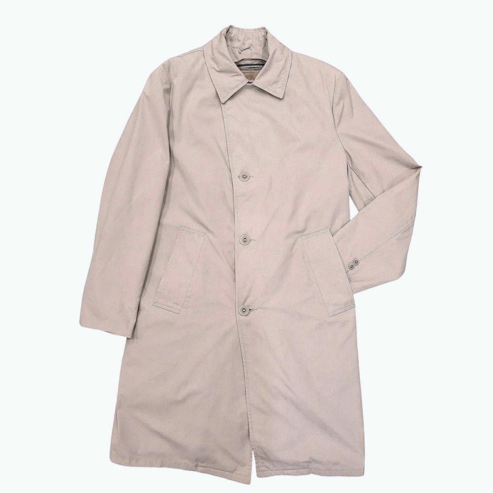 Vintage Sterlingwear Khaki Peacoat Tan Military Trench Coat Shearling Lined‎ 36